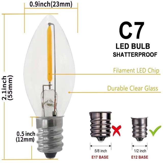 C7 E12 LED-Glühlampen