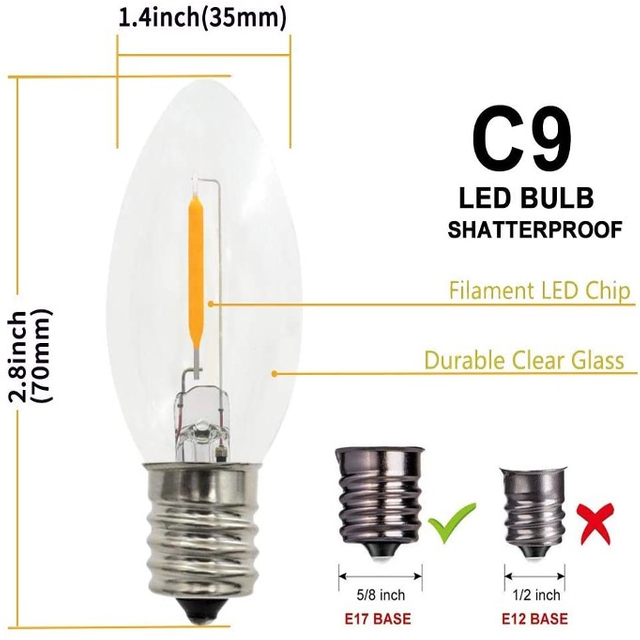 C9 E17 Filament-LED-Lampen
