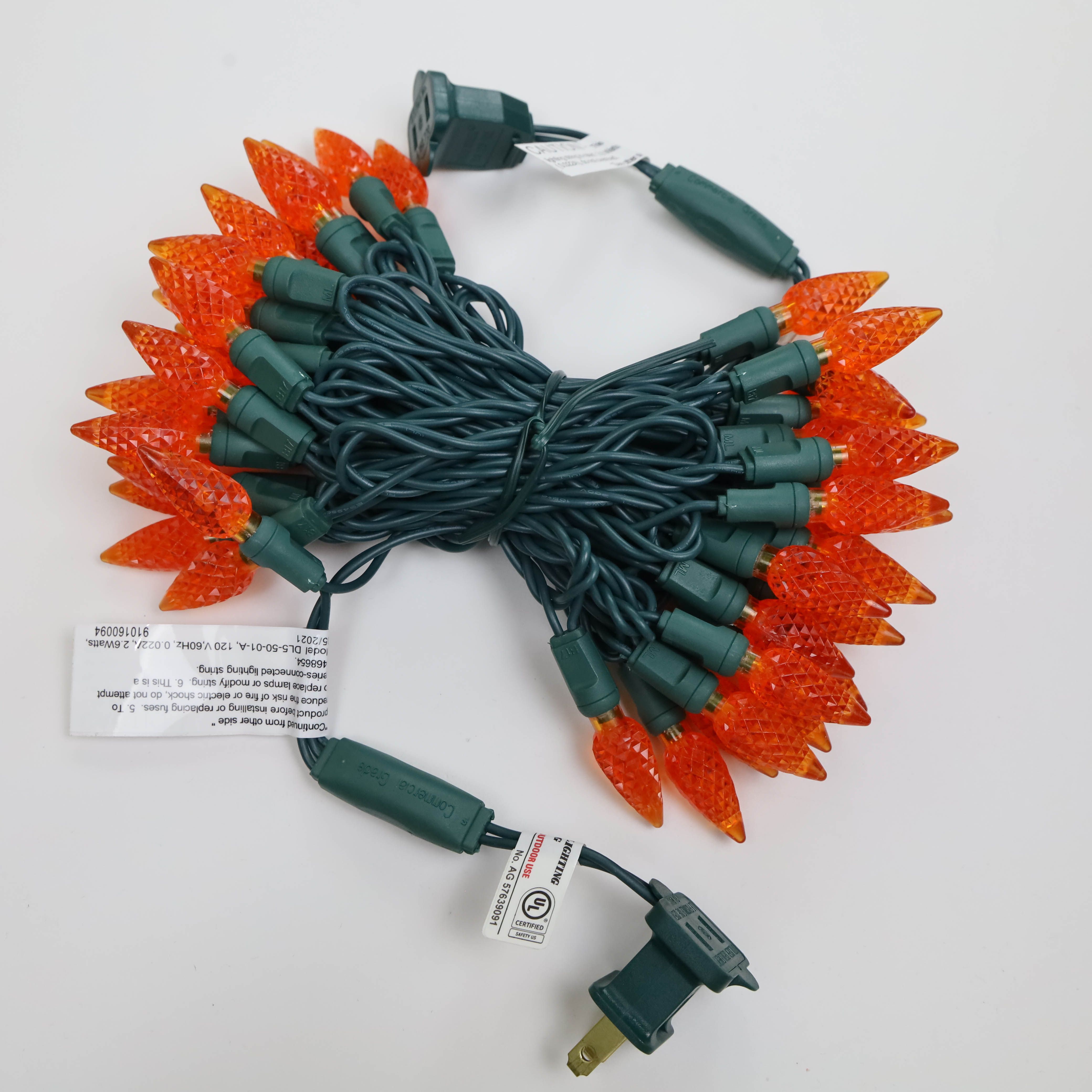 22 AWG-Draht, UL-wasserdicht, für den Außenbereich, orangefarbene LED-C6-Erdbeer-LED-Lichterkette 