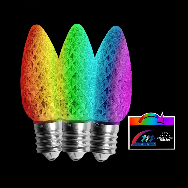 Facettierte C9-LED-Glühbirne – langsamer Farbwechsel